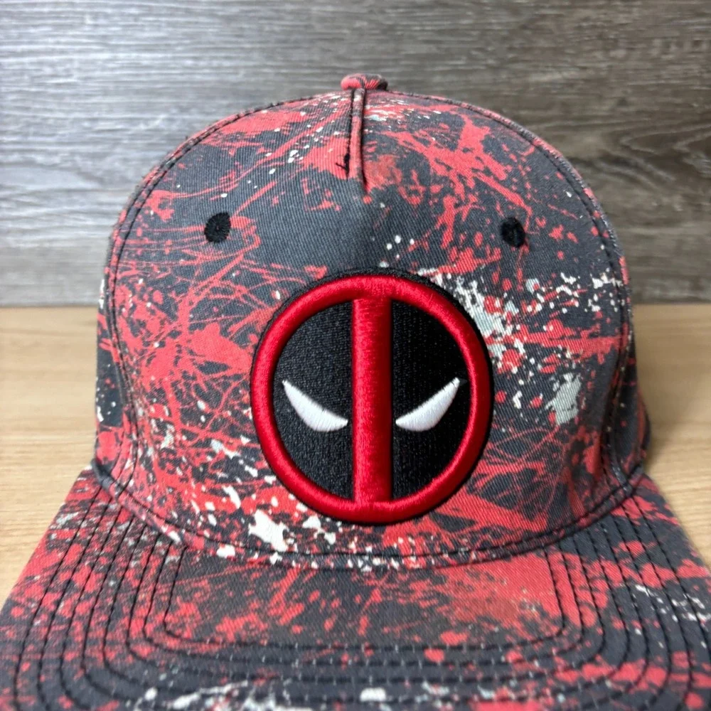 Deadpool Hat Cap Snap Back Black Red Marvel Adjustable Men